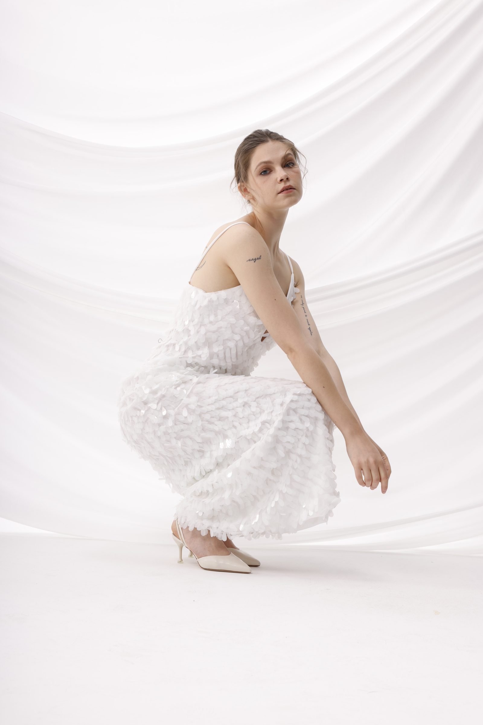 La Libre Veda white lace maxi dress, editorial homepage image